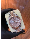 ROLEX OYSTER PERPETUAL DATEJUST HALF 750 ROSE GOLD REF 116231 SAKURA PINK DIAL 36MM AUTOMATIC YEAR 2013 WATCH -FULL SET-