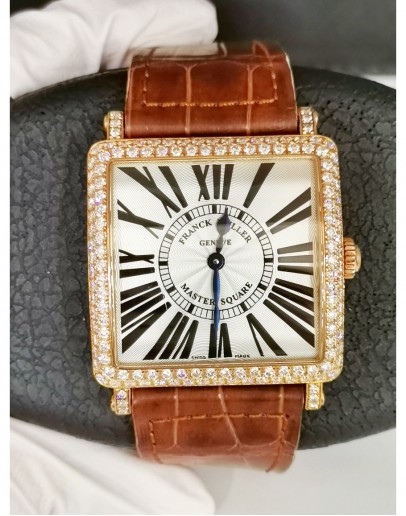 FRANCK MULLER MASTER SQUARE 18K ROSE GOLD DIAMOND WATCH 33MM QUARTZ FULL SET