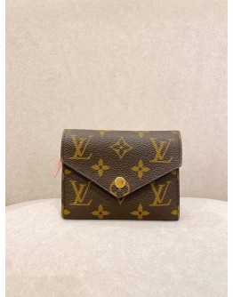 LOUIS VUITTON VICTORINE WALLET IN BROWN MONOGRAM CANVAS AND ROSE BALLERINE PINK COWHIDE LEATHER