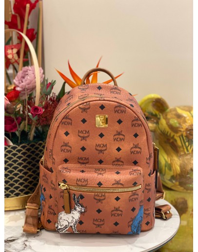 (LIKE NEW) MCM SMALL HIDE AND SEEK RABBIT STARK COGNAC BACKPACK
