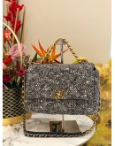 MICROCHIP CHANEL 19 TWEED QUILTED CC LOGO FLAP CROSSBODY BAG WITH 3 TONE HARDWARE