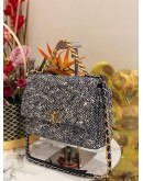 MICROCHIP CHANEL 19 TWEED QUILTED CC LOGO FLAP CROSSBODY BAG WITH 3 TONE HARDWARE