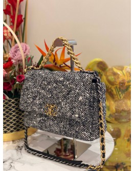 MICROCHIP CHANEL 19 TWEED QUILTED CC LOGO FLAP CROSSBODY BAG WITH 3 TONE HARDWARE