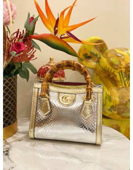 GUCCI BAMBOO 1947 MINI TOP HANDLE BAG IN METALLIC PYTHON