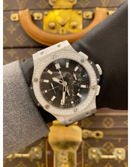 (LIKE NEW) 2018 HUBLOT BIG BANG CHRONOGRAPH REF 301.SX.1170.GR.1104 DIAMOND BEZEL BLACK DIAL 44MM AUTOMATIC WATCH -FULL SET-