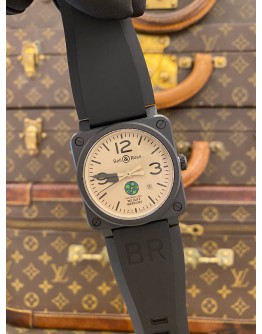 (BRAND NEW) 2023 BELL & ROSS WILDLIFE WARRIORS BR 03-92 LIMITED EDITION TO 25 PIECES CERAMIC REF BR0392-WLW-CE/SCA BROWN DIAL 42MM AUTOMATIC WATCH -FULL SET-