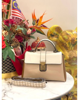 BOTTEGA VENETA MINK NAPPA PIAZZA BAG WHITE BEIGE LIGHT BROWN
