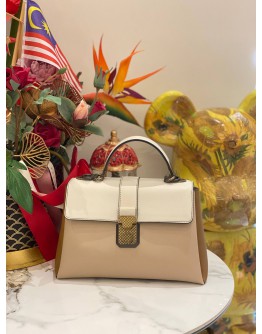 BOTTEGA VENETA MINK NAPPA PIAZZA BAG WHITE BEIGE LIGHT BROWN