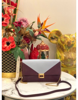 TOD'S PURPLE AND LIGHT BLUE CLUTCH WITH GOLD HARDWARE