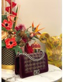 CHANEL PARIS-EDIMBOURG BURGUNDY QUILTED VELVET / TWEED MEDIUM BOY FLAP BAG