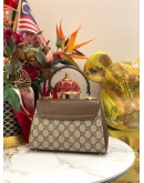 (LIKE NEW) GUCCI HORSEBIT 1995 GG CANVAS SMALL TOP HANDLE BAG WITH GOLD HARDWARE CHAIN