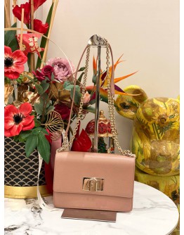(LIKE NEW) FURLA 1927 CROSSBODY IVY PINK TEXTURED LEATHER WOMAN