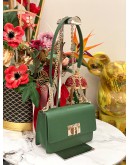 (LIKE NEW) FURLA 1927 CROSSBODY IVY GREEN TEXTURED LEATHER WOMAN