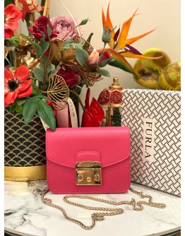(LIKE NEW) FURLA METROPOLIS MINI CROSSBODY IN HOT PINK - FULL SET-