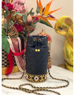 CHANEL WATER BOTTLE LAMBSKIN LEATHER BUCKLE BAG -FULL SET-