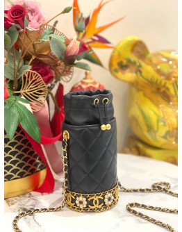 CHANEL WATER BOTTLE LAMBSKIN LEATHER BUCKLE BAG -FULL SET-