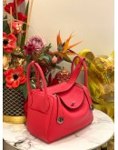 (UNUSED) 2021 HERMES LINDY 26 SHOULDER BAG IN ROSE EXTREME TAURILLON CLEMENCE LEATHER -FULL SET-