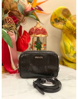(LIKE NEW) PRADA BLACK WATERSNAKE MINI CAMERA BAG -FULL SET-
