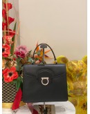 (LIKE NEW) SALVATORE FERRAGAMO BLACK LEATHER KELLY TOP HANDLE BAG -FUL SET-