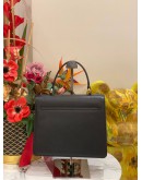 (LIKE NEW) SALVATORE FERRAGAMO BLACK LEATHER KELLY TOP HANDLE BAG -FUL SET-
