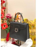 (LIKE NEW) SALVATORE FERRAGAMO BLACK LEATHER KELLY TOP HANDLE BAG -FUL SET-
