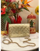 (LIKE NEW) CHANEL WALLET ON CHAIN IN METALLIC GOLD HAMMERED CALFSKIN LEATHER