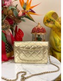 (LIKE NEW) CHANEL WALLET ON CHAIN IN METALLIC GOLD HAMMERED CALFSKIN LEATHER