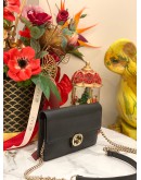 (LIKE NEW) GUCCI ICON GG INTERLOCKING WALLET ON CHAIN IN BLACK CALFSKIN LEATHER -FULL SET- 