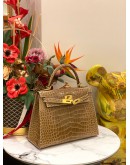 (UNUSED) YEAR 2020 HERMES KELLY 28 ALLIGATOR MISSISSIPPIENSIS FICELLE GOLD HARDWARE -FULL SET-