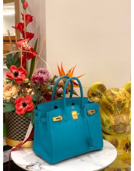 (LIKE NEW) 2016 HERMES BIRKIN 30 TOP HANDLE BAG IN VERT VERONE EPSOM LEATHER -FULL SET-