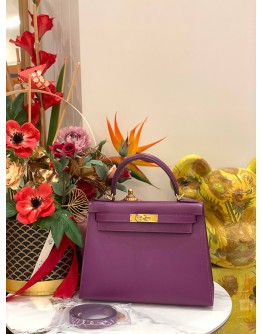 (LIKE NEW) 2019 HERMES KELLY 28 IN ANEMONE EPSOM LEATHER GOLD HARDWARE -FULL SET-