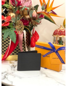 (UNUSED) LOUIS VUITTON BLACK EPI LEATHER SLENDER WALLET -FULL SET-