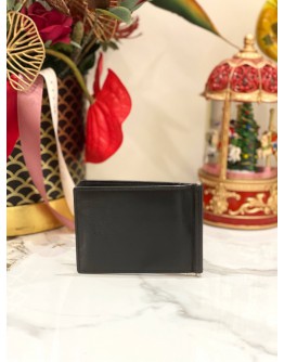 YSL SAINT LAURENT BLACK LEATHER MONEY CLIP BIFOLD WALLET