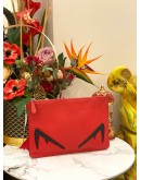 (LIKE NEW) FENDI MONSTER EYES CLUTCH IN RED CALFSKIN LEATHER -FULL SET-