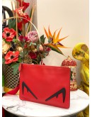 (LIKE NEW) FENDI MONSTER EYES CLUTCH IN RED CALFSKIN LEATHER -FULL SET-