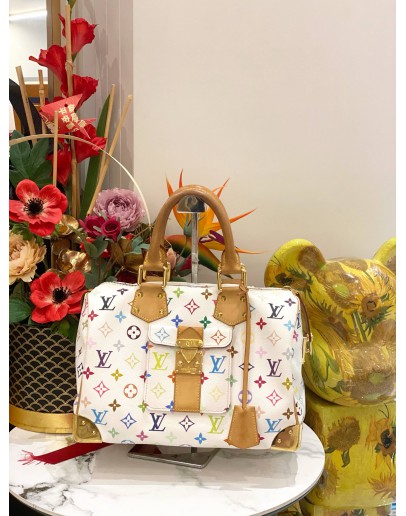 LOUIS VUITTON x TAKASHI MURAKAMI SPEEDY MONOGRAM 30 WHITE MULTICOLOR 