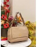 PRADA VITELLO DAINO FLAP SHOULDER BAG IN SOFT BEIGE 