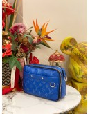 (LIKE NEW) 2023 MICROCHIP LOUIS VUITTON ALPHA MESSENGER AGAVE BLUE TAIGA COWHIDE LEATHER AND MONOGRAM CANVAS BAG