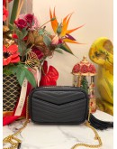 (LIKE NEW) YSL SAINT LAURENT MINI CAMERA BAG BLACK MATELASSE LEATHER -FULL SET-