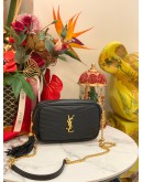 (LIKE NEW) YSL SAINT LAURENT MINI CAMERA BAG BLACK MATELASSE LEATHER -FULL SET-