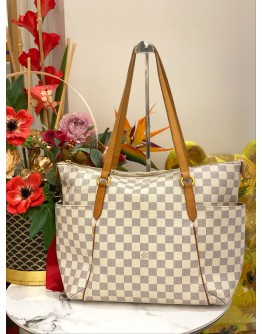 LOUIS VUITTON TOTALLY MM TOTE SHOULDER BAG IN WHTE DAMIER AZUR CANVAS 