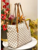 LOUIS VUITTON TOTALLY MM TOTE SHOULDER BAG IN WHTE DAMIER AZUR CANVAS 