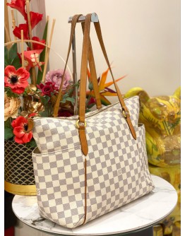 LOUIS VUITTON TOTALLY MM TOTE SHOULDER BAG IN WHTE DAMIER AZUR CANVAS 