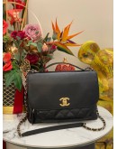 CHANEL BUSINESS AFFINITY BLACK QUILTED CAVIAR LEATHER CC GOLD TONE HARDWARE LARGE CHAIN BAG 