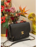 CHANEL BUSINESS AFFINITY BLACK QUILTED CAVIAR LEATHER CC GOLD TONE HARDWARE LARGE CHAIN BAG 