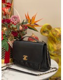 CHANEL BUSINESS AFFINITY BLACK QUILTED CAVIAR LEATHER CC GOLD TONE HARDWARE LARGE CHAIN BAG 