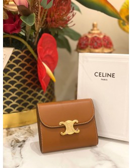 (UNUSED) CELINE SMALL FLAP WALLET TRIOMPHE IN SHINY SMOOTH LAMBSKIN