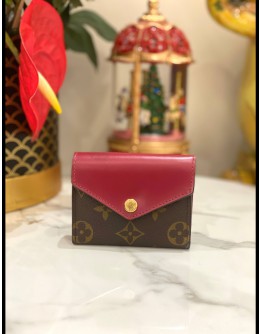 (LIKE NEW) LOUIS VUITTON FUCHSIA MONOGRAM CANVAS AND LEATHER ZOE WALLET 