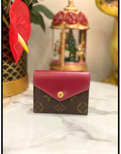 (LIKE NEW) LOUIS VUITTON FUCHSIA MONOGRAM CANVAS AND LEATHER ZOE WALLET 