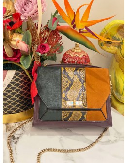 BALLY SOLID PYTHON ,SUEDE & LEATHER CHAIN BAG
